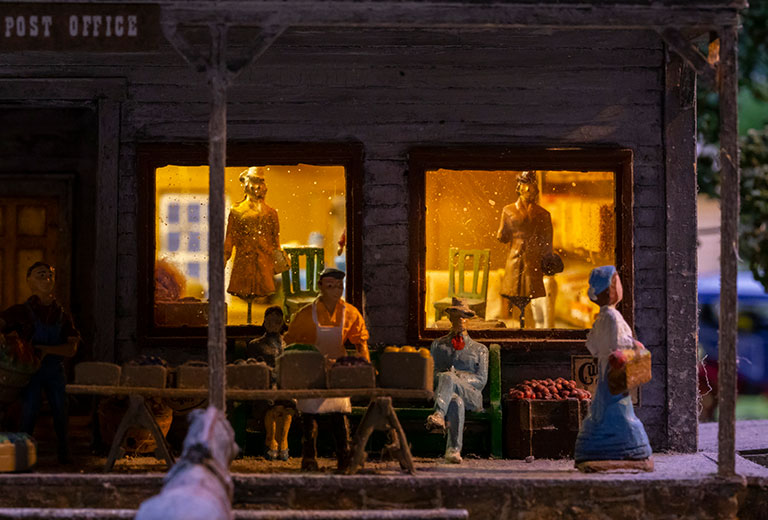 A closeup of an old time general store.