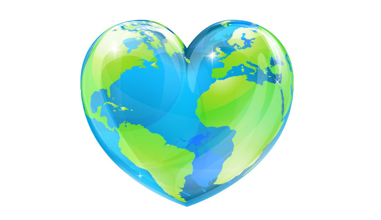 The earth in the shape of a heart