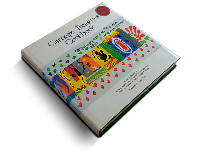 A large square cookbook.