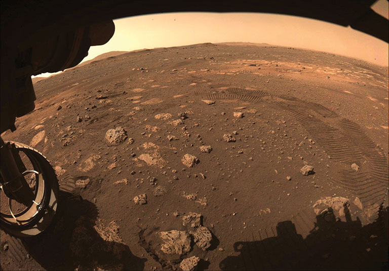 A view of Mars' surface from the rover perseverance