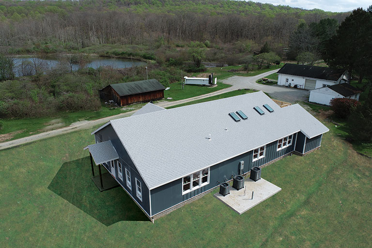 An arial view of a large building