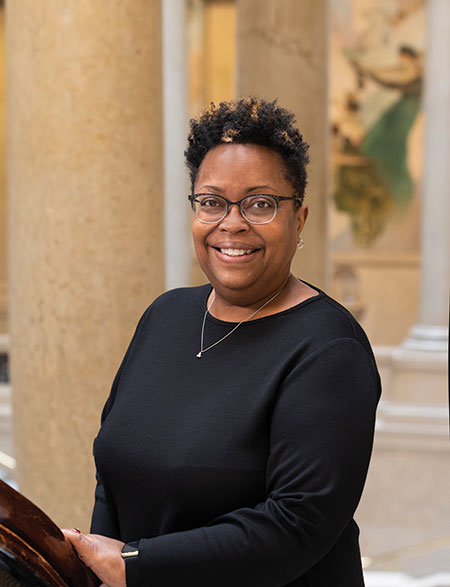 A portrait of Geovette Washington at the museum