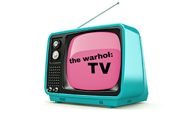vintage tv with The Warhol TV type on screen