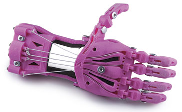 A pink, plastic, artificial hand.