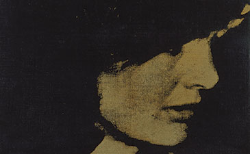 An abstract artwork featuring a deep black background with a gold-tinged rectangle, suggesting depth and texture.