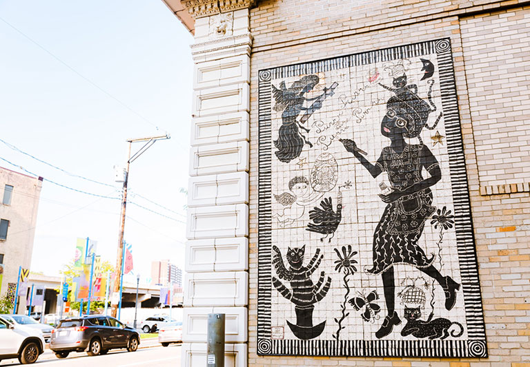 A mural on the Warhol building
